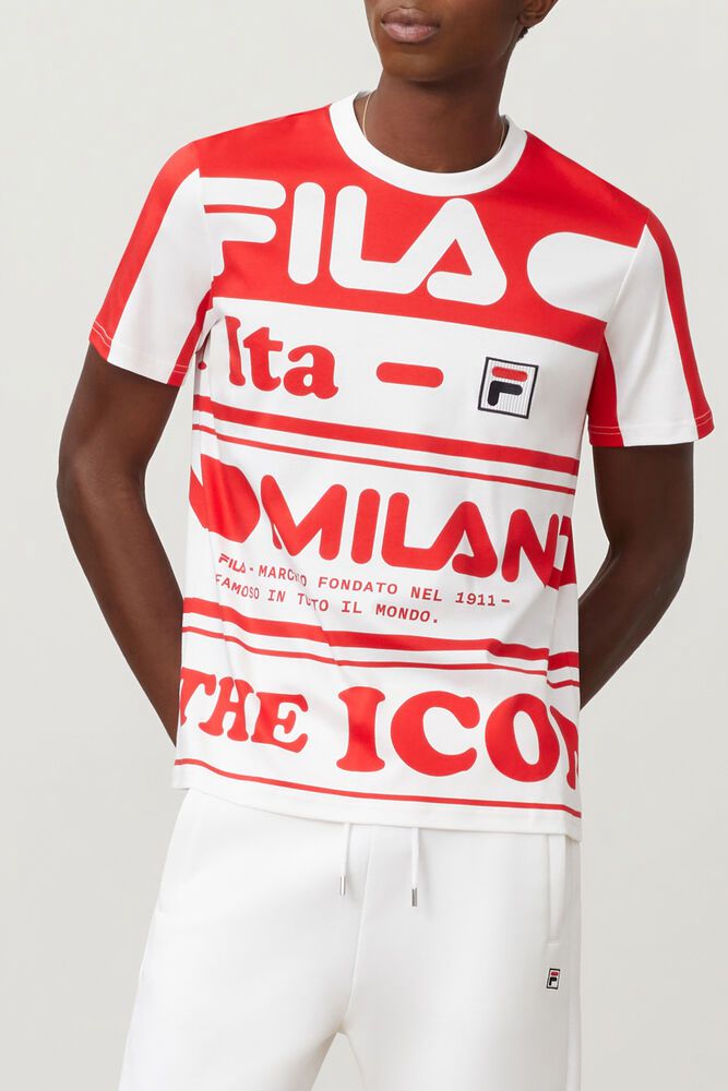 Fila Tričko Panske Milano Printed Cotton Červené - CPKTX2910